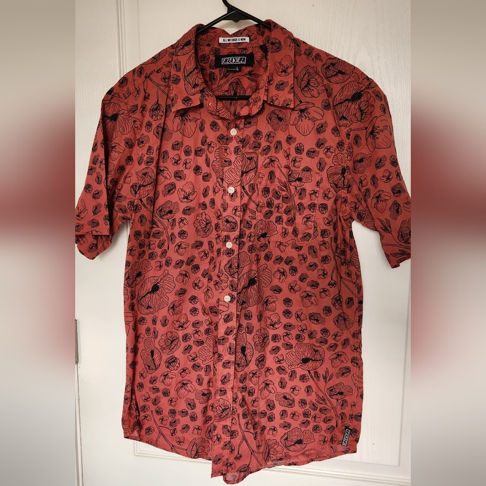 Ezekiel Linger Floral Print Mens Shirt Size L